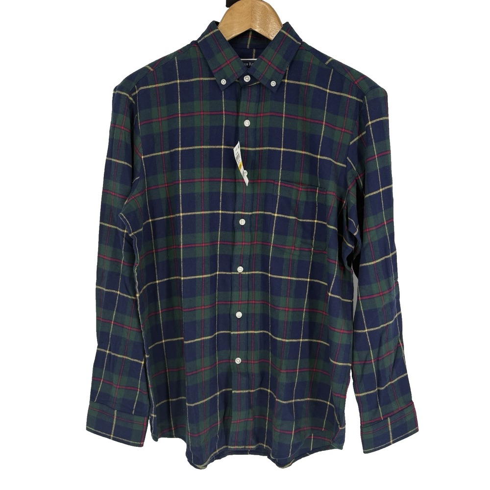 Club Room Mens Plaid Flannel Button Up Shirt Size M Preppy Outdoor Soft Tartan